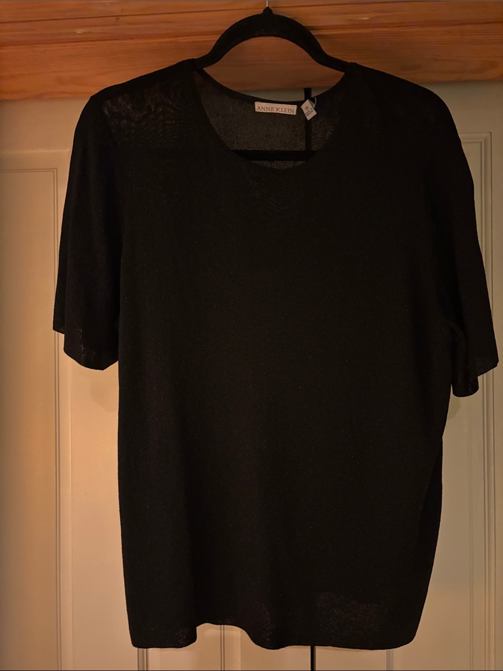 Anne Klein Black Short-Sleeve Knit Tee Size 1X